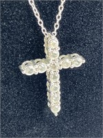 925 Silver Diamond Cross Necklace