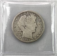 1899 Barber Silver Half Dollar, US 50c Coin