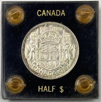 1938 Canada Silver Half Dollar in Capitol Holder