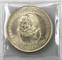 1952-Mo Mexico Silver 5 Pesos, BU