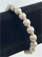 925 Silver Beaded Bangle Cuff Bracelet