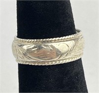 925 Silver Rope Edge Engraved Ring