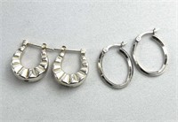 (2) 925 Silver Hoop Earrings