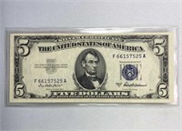 1953A US $5 Blue Seal Silver Certificate