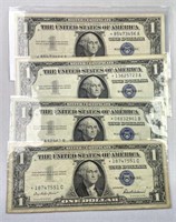 (4)1957 Star Note Silver Certificates $1 Blue Seal