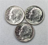 (3) 1957-1964 BU Roosevelt Silver Dimes, US