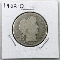 1902-O Barber Silver Half Dollar, US 50c Coin