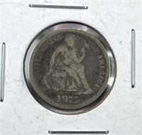 1875 Seated Liberty Silver Dime, US 10c