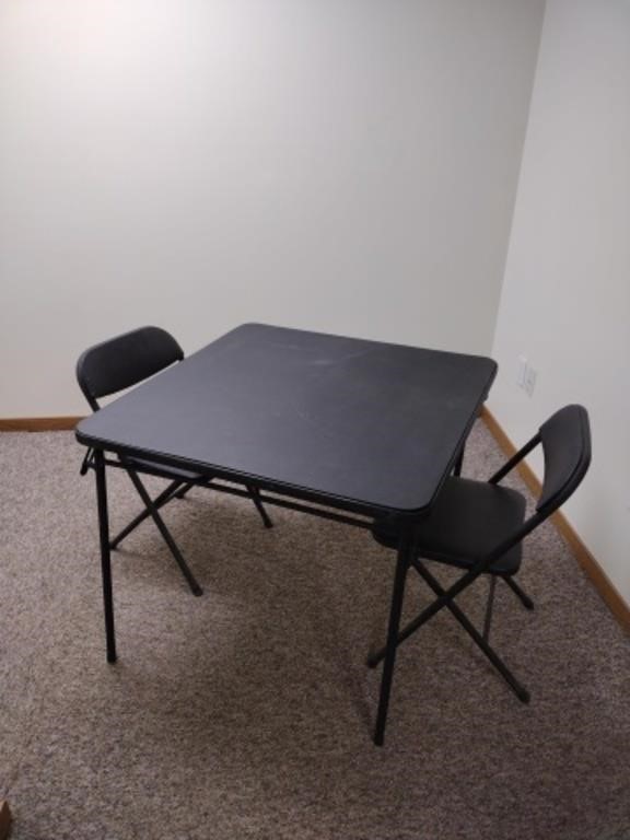 Modern metal frame folding card table and two