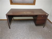 Vintage three drawer office desk, 30 x 66 x 29.25