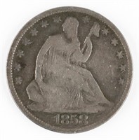 1858-O US SEATED LIBERTY SILVER HALF DOLLAR