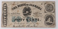 1863 STATE OF ALABAMA 50 CENT BANK NOTE