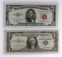 (2) x ANTIQUE US BANK NOTES