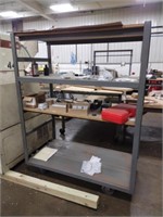 Custom built steel rolling storage shop cart, 29x