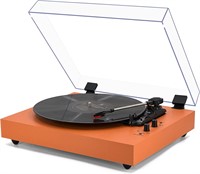 $90  3-Speed Bluetooth Vinyl Player  Orange