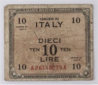 ANTIQUE ITALY MILITARY CURRENCY NOTE