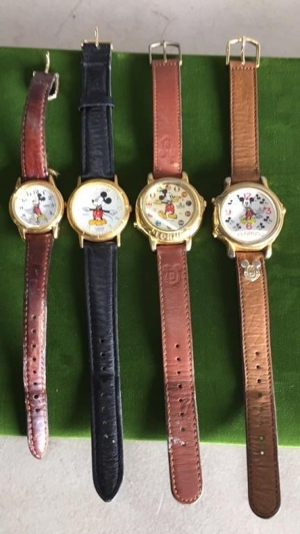 4 DISNEY MICKEY MOUSE QUARTZ WATCHES