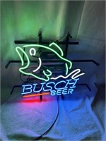 Busch Beer Bass Fish 16"x14" Glass Neon Sign, Work