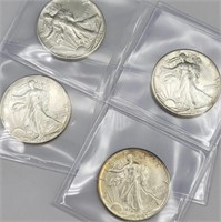 (4) 1941 Walking Liberty 90% Silver Half Dollars