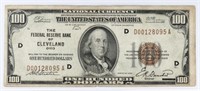 1929 US $100 NATIONAL CURRENCY NOTE - CLEVELAND