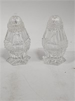 Vintage crystal cut glass salt & pepper shakers.