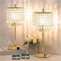 $70  Boncoo Crystal Lamp Set  3-Way Dimmable  USB