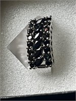 Women’s Stunning SS 1.52 CTW Black Sapphire Ring