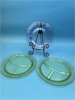 3 Vintage Depression Glass Plates