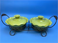 Vintage Double Casserole with Caddy