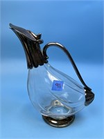Vintage Silverplate Crystal Duck Decanter