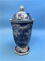 English Country Blue & White Jar with Lid