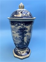 English Country Blue & White Jar with Lid