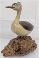 Jack Francis carved loon on burl 12"