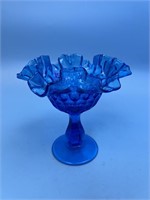 Vintage Blue Glass Footed Compote