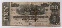 1864 $10 CONFEDERATE STATES OF AMERICA BANK NOTE