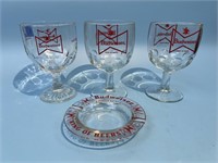 3 Budweiser Beer Glasses and Ashtray
