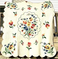 Vintage Flower adorned Bedspread Quilt