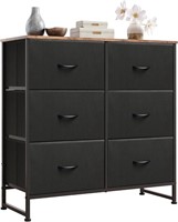 $68  WLIVE 6 Drawer Dresser  Black/Brown  Small