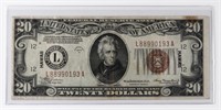 1934-A US $20 WWII HAWAII SILVER CERTIFICATE