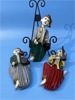 3 Burmese Temple Musicians Wall Plaques - 10"