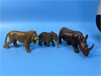 3 Carved Wooden Animals