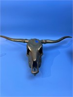 Large Brass Longhorn Skull With Horns