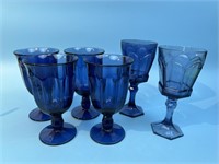 6 Assorted Vintage Blue Glasses