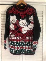 VINTAGE HOLIDAY TIME CAT CHRISTMAS SWEATER