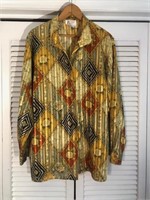 VINTAGE TESS PRINTED POLYESTER SHIRT SIZE 10