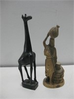Two Wooden Statues Tallest 12"