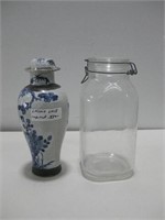 Vtg Pot W/Glass Jar Tallest 10.75" See Info