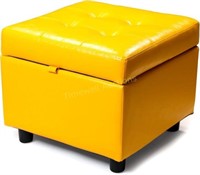 H&B Luxuries Tufted Ottoman Cube  Yellow