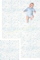 4x6FT Baby Mat - Non-Toxic Foam  Blue/White