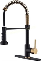 GICASA Kitchen Faucet  Pull Down  Black+Gold